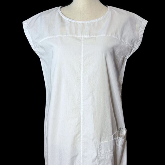 Nicobar Womens White Cotton Casual Midi Dress Small Apron Lagen Relaxed Utility - Picture 3 of 16